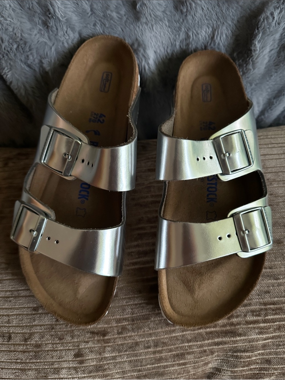 Birkenstock Metallic Silver Arizona Sandals Size US Ladies 11 / Mens 9 - 42